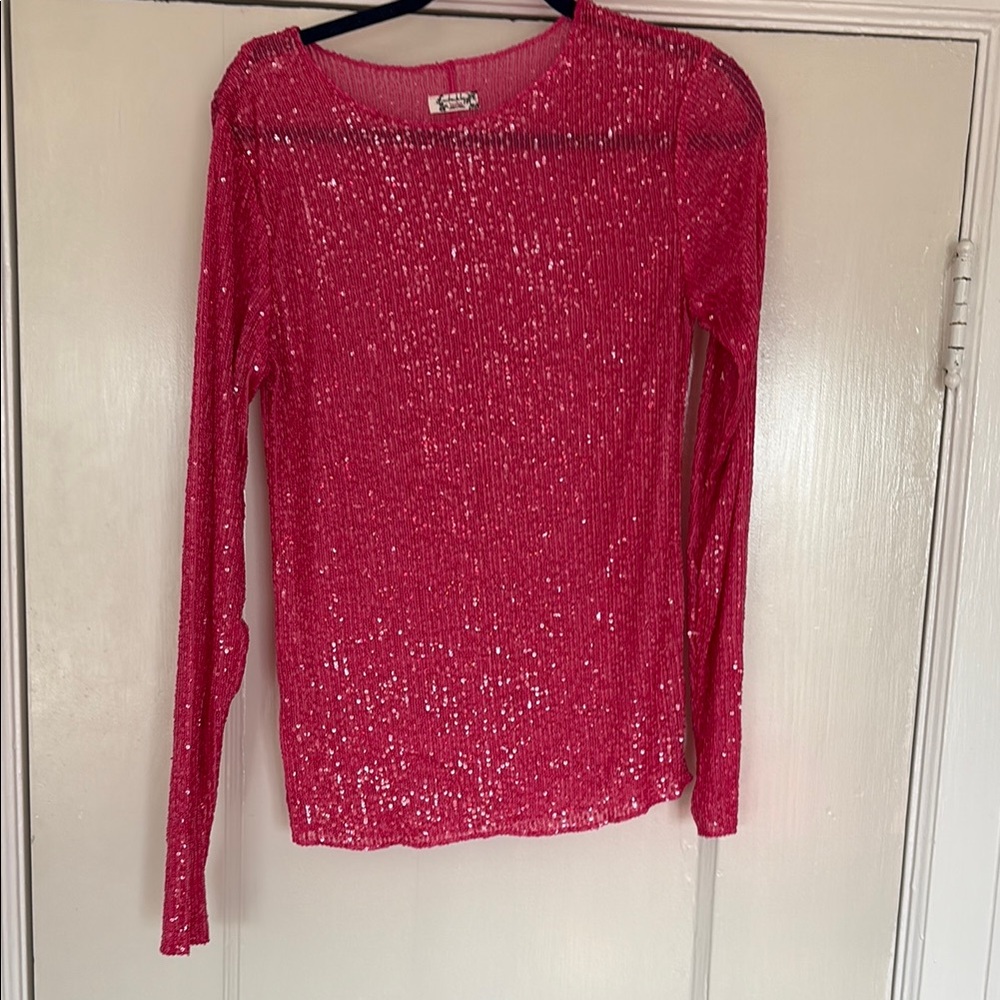 Intimately Free People Pink Sequin Blouse